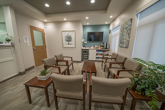 Office waiting room with television