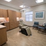 Patient room with window and chairs